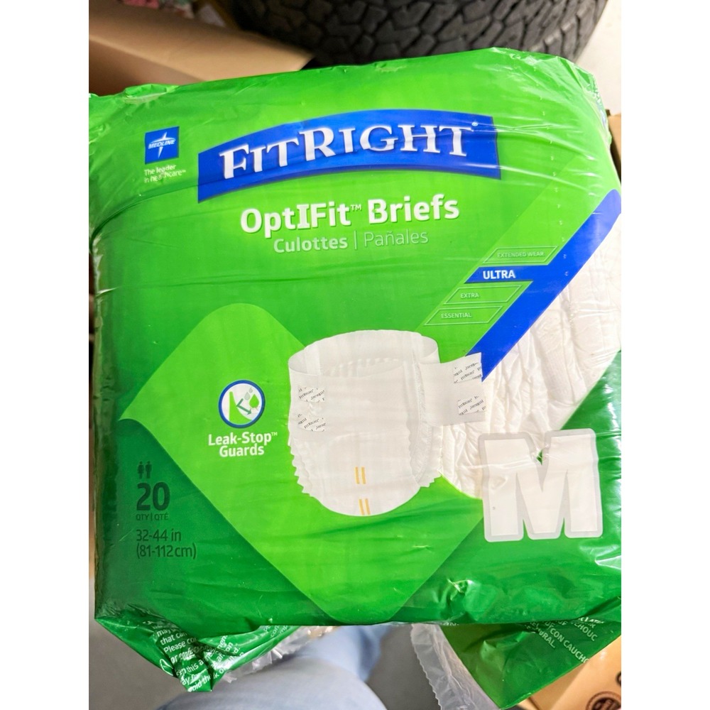 FitRight OptiFit Incontinence Briefs Leak-Stop Guards Ultra Absorbency M 20ct